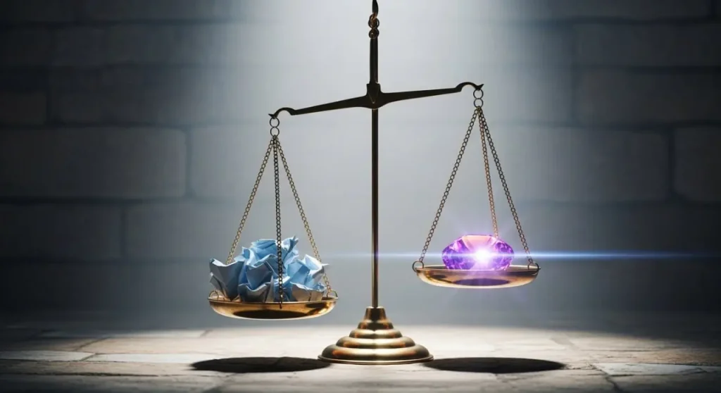 ترازوی عدالت با نماد هزینه‌ها و ارزش، اشاره به تعادل مالیاتی